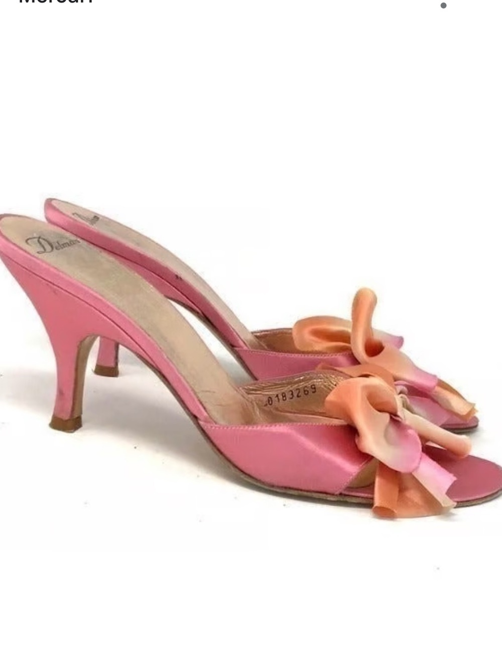 Delman Pink Satin Mule bow Heels 9